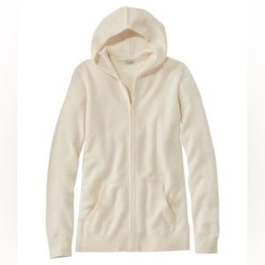 L.L.Bean Classic Cashmere Zip Hoodie in Cream Size L
